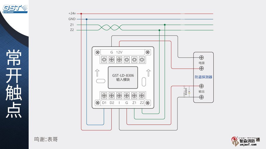 海灣GST-LD-8306輸入模塊與防盜探測器接